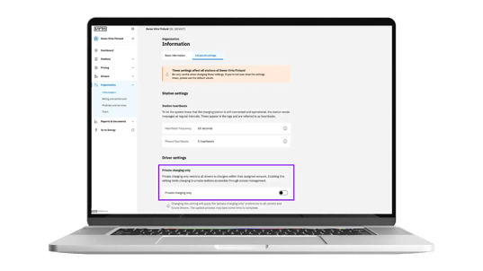 Illustration of a laptop with a dashboard from Virta Hub