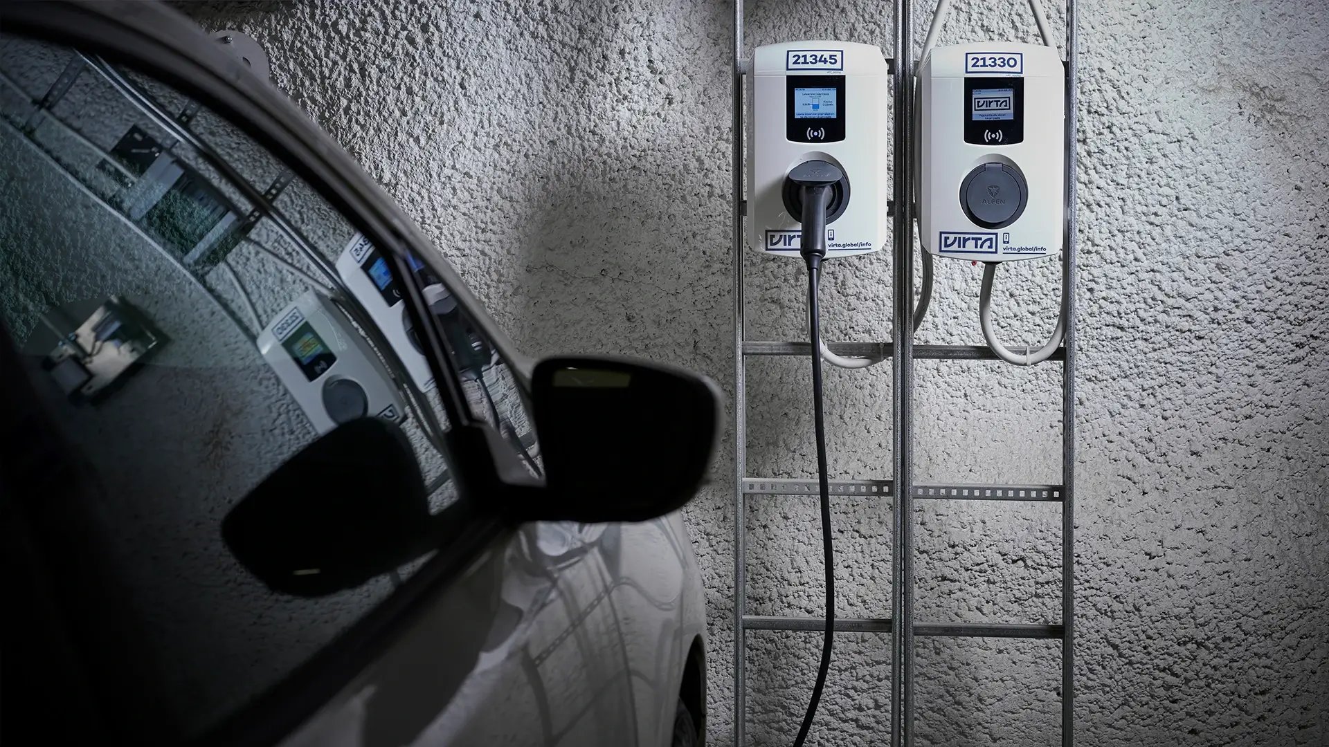 Electric car AC-charging indoor garage