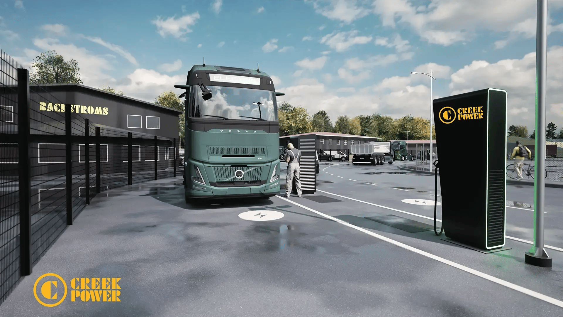 Visualisation of heavy-duty EV charging site, Norsborg, Stockholm
