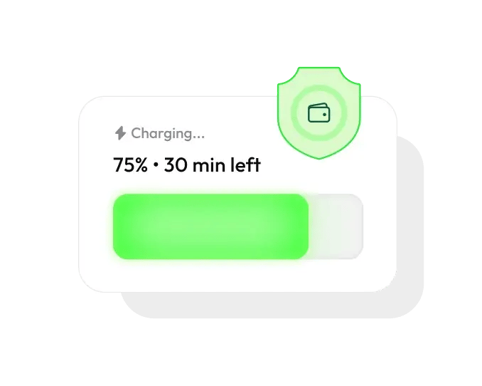 EV charging app showing secure payment during an active charging session