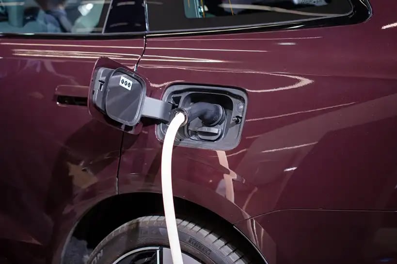burgandy car charging