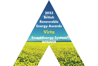Offizieller Award für Virta für die beste intelligente Energielösungen der British Renewable Energy Awards