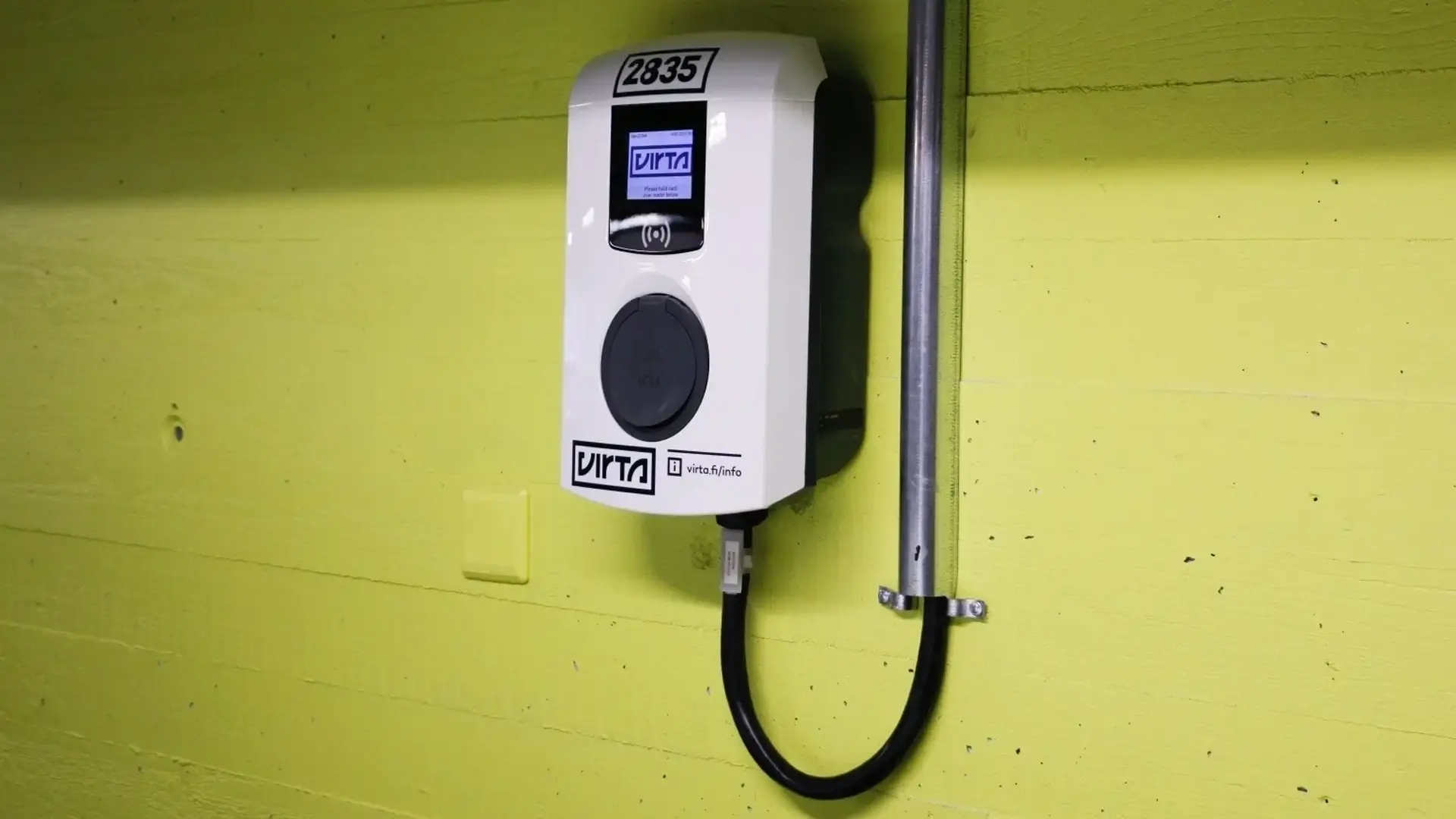 AC charger yellow garage wall