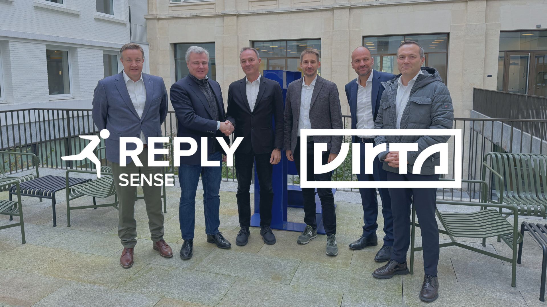 The management team of Virta and Sense Reply sign an agreement
